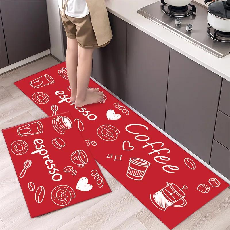 Oil-proof Kitchen Rugs Home Carpet Living Room Doormat Entrance Door Absorbent Foot Mat Water Proof Kitchen Carpet for Floor Set