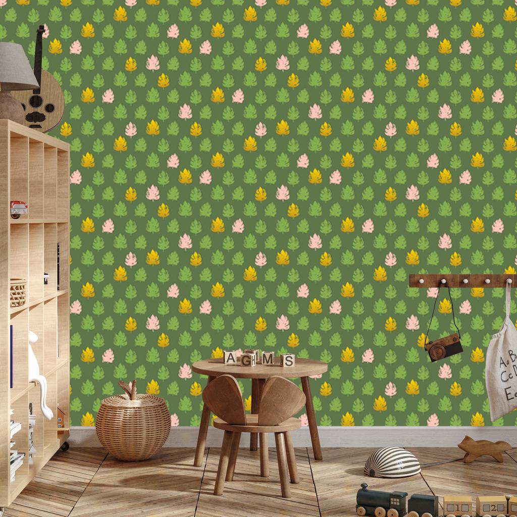 Olive and Lime Leaves Wallpaper for Living Room and Bedroom 50x1000