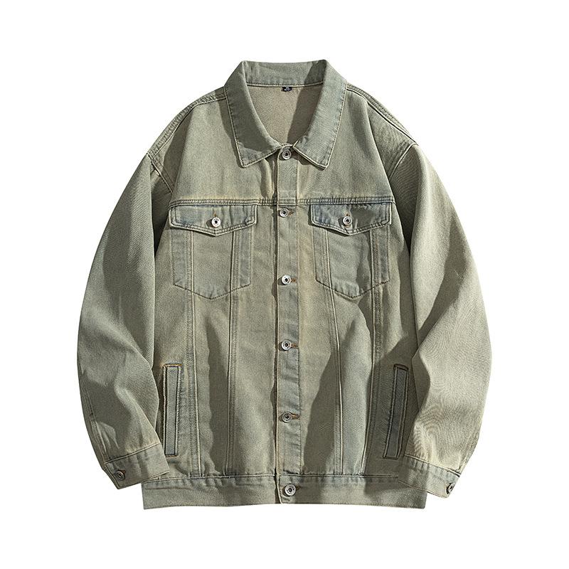 Minimalist Men's Long-sleeved Shirt Fall Denim Jacket Loose Tops Lapel Loose Men's Casual Jacket Men's Models Breathable Work Casual Jacket