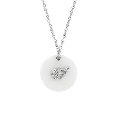 [R4916] - Stříbrný náhrdelník 'Les Ailes d'Ange' stříbřitě bílý (rhodium) - 15 mm (keramický)