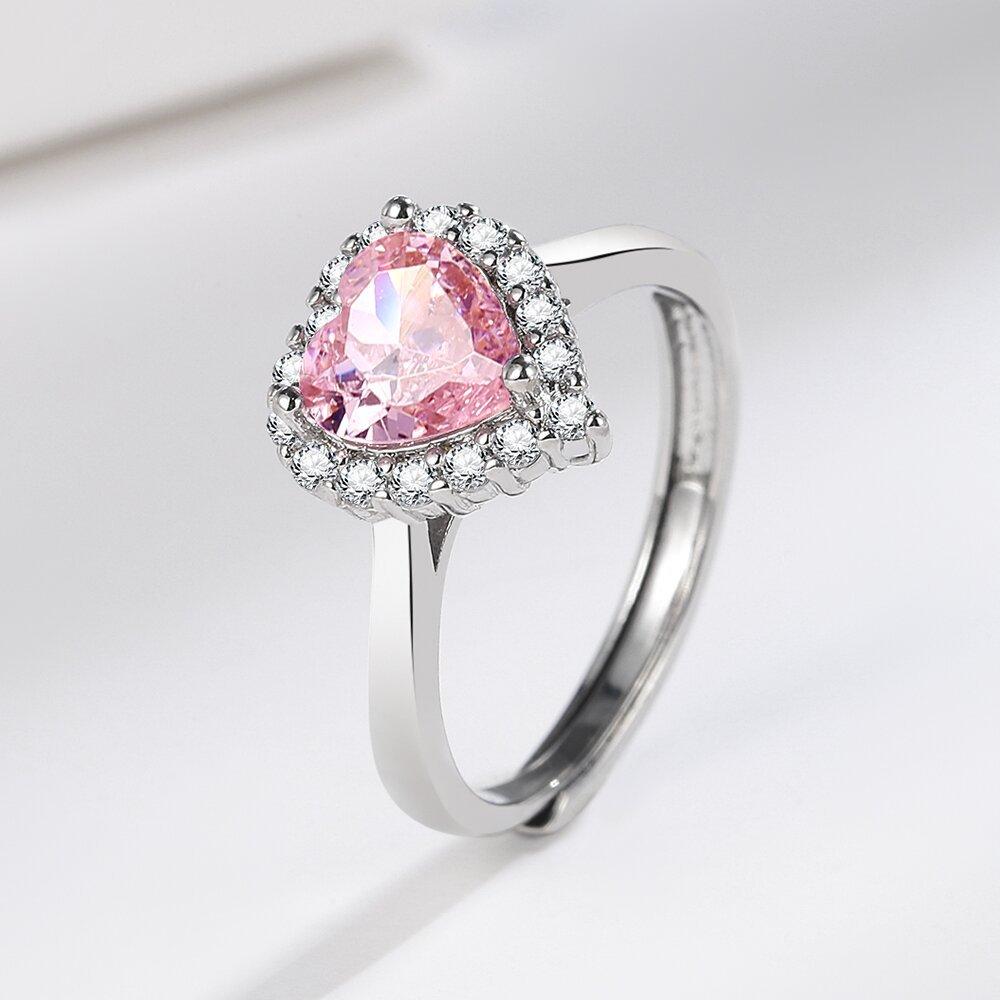 Valentine's Day Gift Red Heart 925 Sterling Silver Elegance Ring For Women Jewelry Rings For Wedding Party