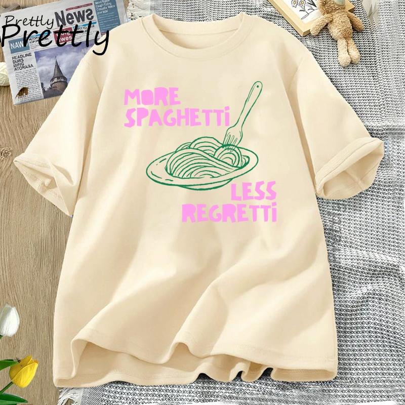 Spaghetti T Shirt Pasta Lover Tee Italian Food TShirt Unisex Women Funny Cotton Short Sleeve Graphic T Shirts Womens Clothing