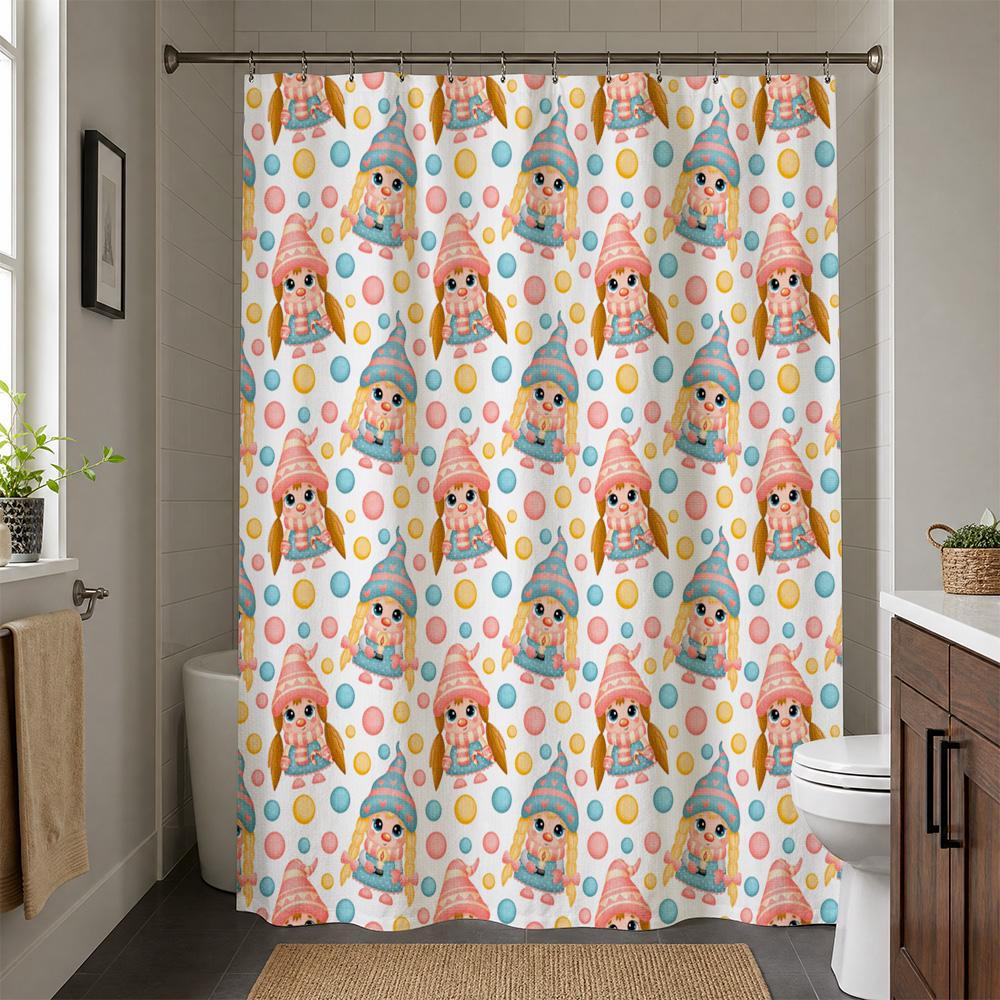 Waterproof Shower Curtain Cute Kawaii Hat Pattern Bathroom Decor Liner Fun Novelty Waterproof Shower Curtain for Home Bathroom A