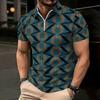 Women Short Sleeve Polo Shirt Pink Gradient Gray Leopard Spot Half Zip Lapel Top