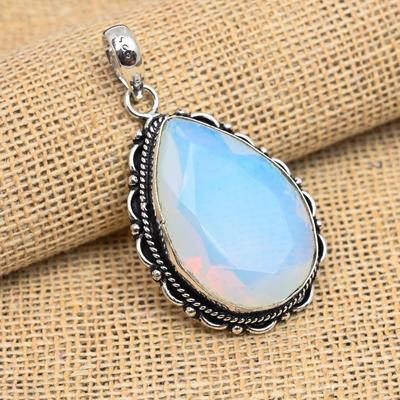 Milky Opal Gemstone Handmade Jewelry 925 Sterling Silver Pendant For Wedding Gift