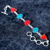 Italian Red Coral, Turquoise Gemstone 925 Sterling Silver Bracelet 7-8" MM-3490