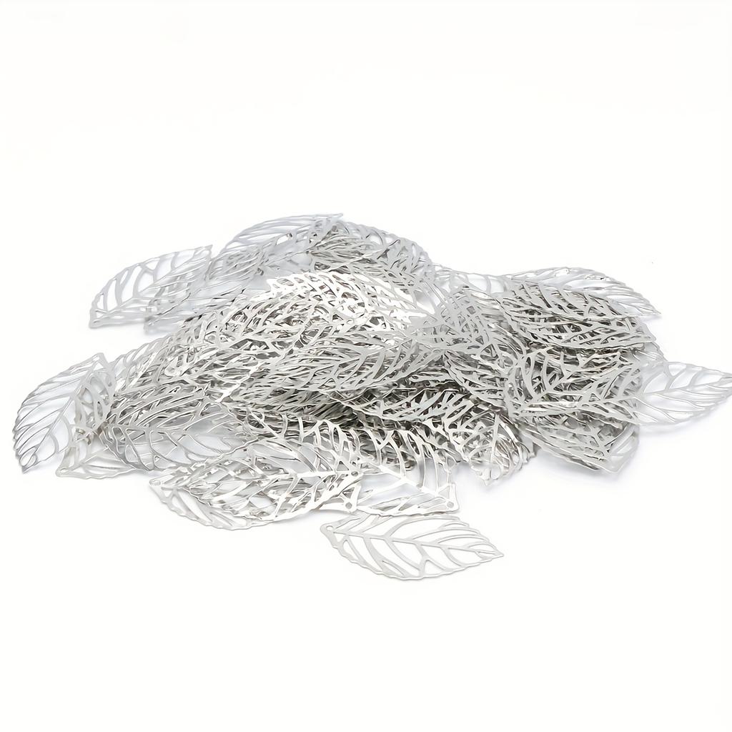 50 Exquisite Metal Leaf Ornaments - Essential for Bead and Jewelry Crafting - 2.4 * 1.4cm Dimensions, Versatile Crafting Tools F