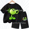 Children's Plants Vs. Zombies Short-Sleeved T-Shirt Set Cotton Summer Fashion Comfortable Top+pants for Boys and Girls