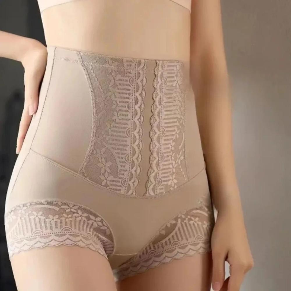 High Waist Seamless Shapewear Control Panties for Women Postpartum Slimming Briefs Everyday Wear Lace Design Body Shapers Women