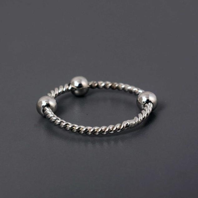 silver brass Silver 3 Bead Ring, Minimalist Fidget Ring, Handmade Anxiety Stress Relief Jewelry, Unisex Everyday Beaded Ring