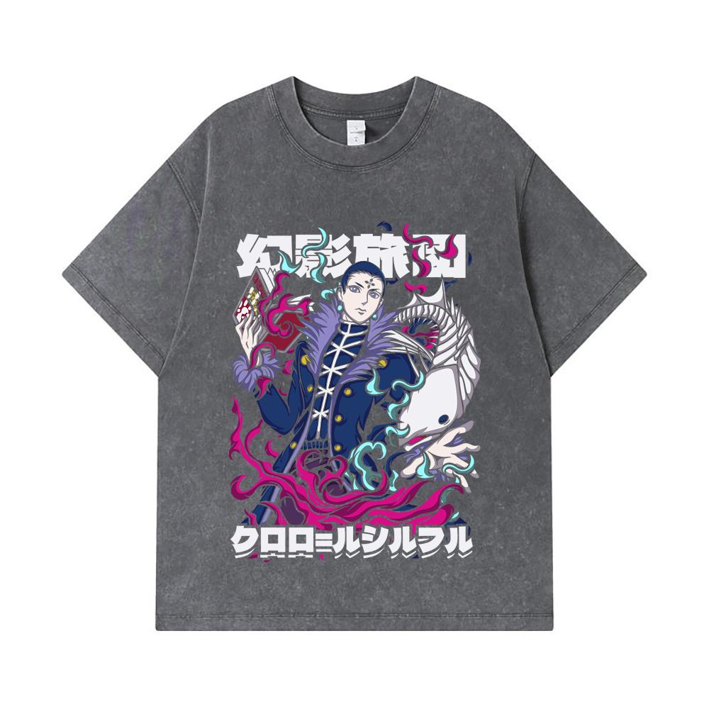 275 GSM Washed T-shirts 100% Cotton HXH V5 Chrollo Print Unisex Heavy Cotton T Shirt