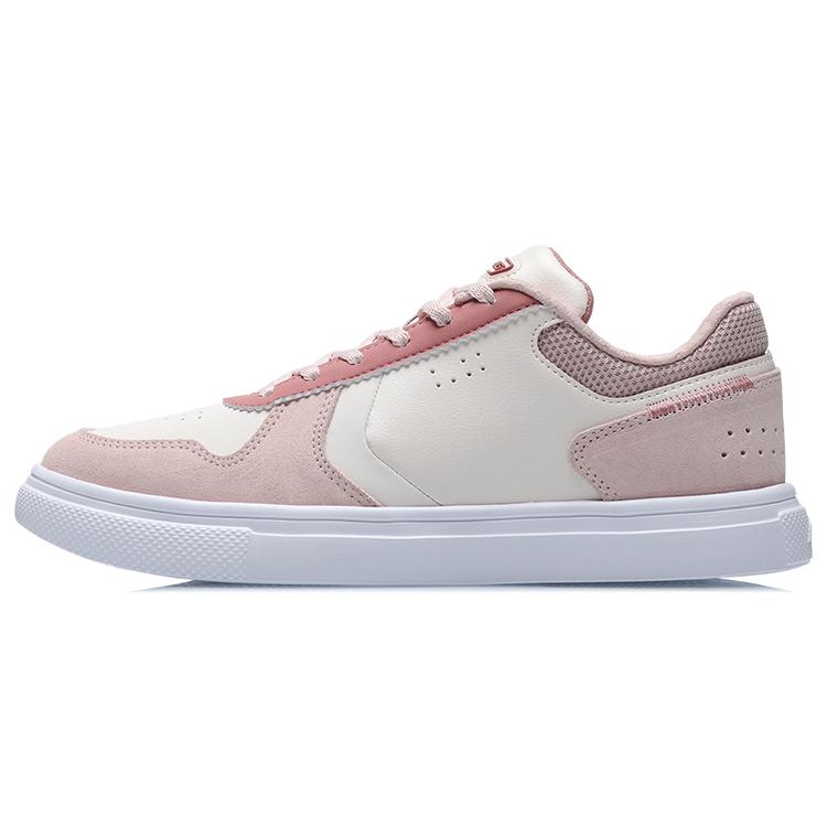 Li Ning Slip Resistant Abrasion Resistant Low Top Skateboard Shoes Women's Pink Apricot AGCR194-3