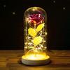 Glass cover LED light gold foil rose Christmas send girlfriend luminous rose night light handmade flower