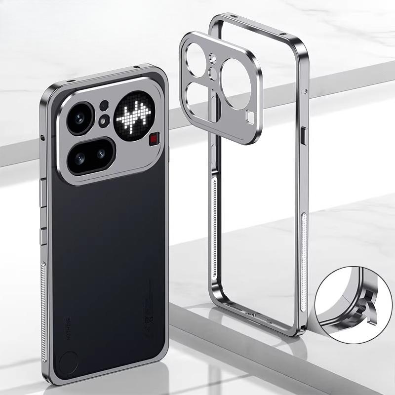 Für Nothing Phone 4A Pro Abnehmbarer Metall-Kamera-Schutz Ultra-Dünne Hülle Für Nothing Phone 4 A Pro Metallrahmen Stoßfester Stoßfänger Nothing Phone 4A Pro graue