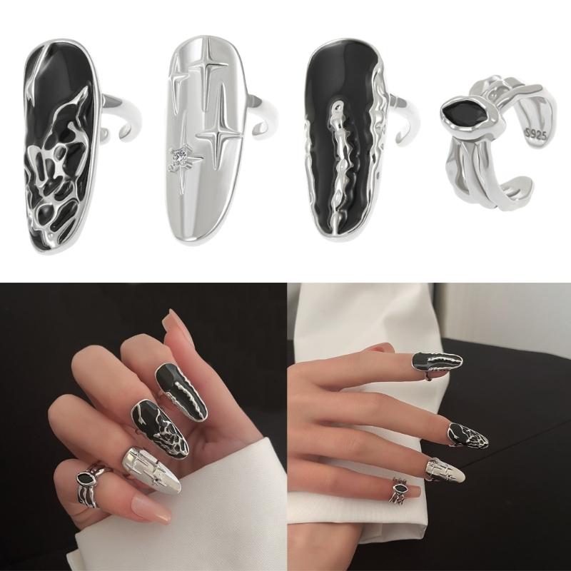 Stern Unregelmäßiges Muster Fingerspitzen Nagelring Verstellbare Öffnung Fingernagelring Punk Nagelring Schmuck Nageldekorationen