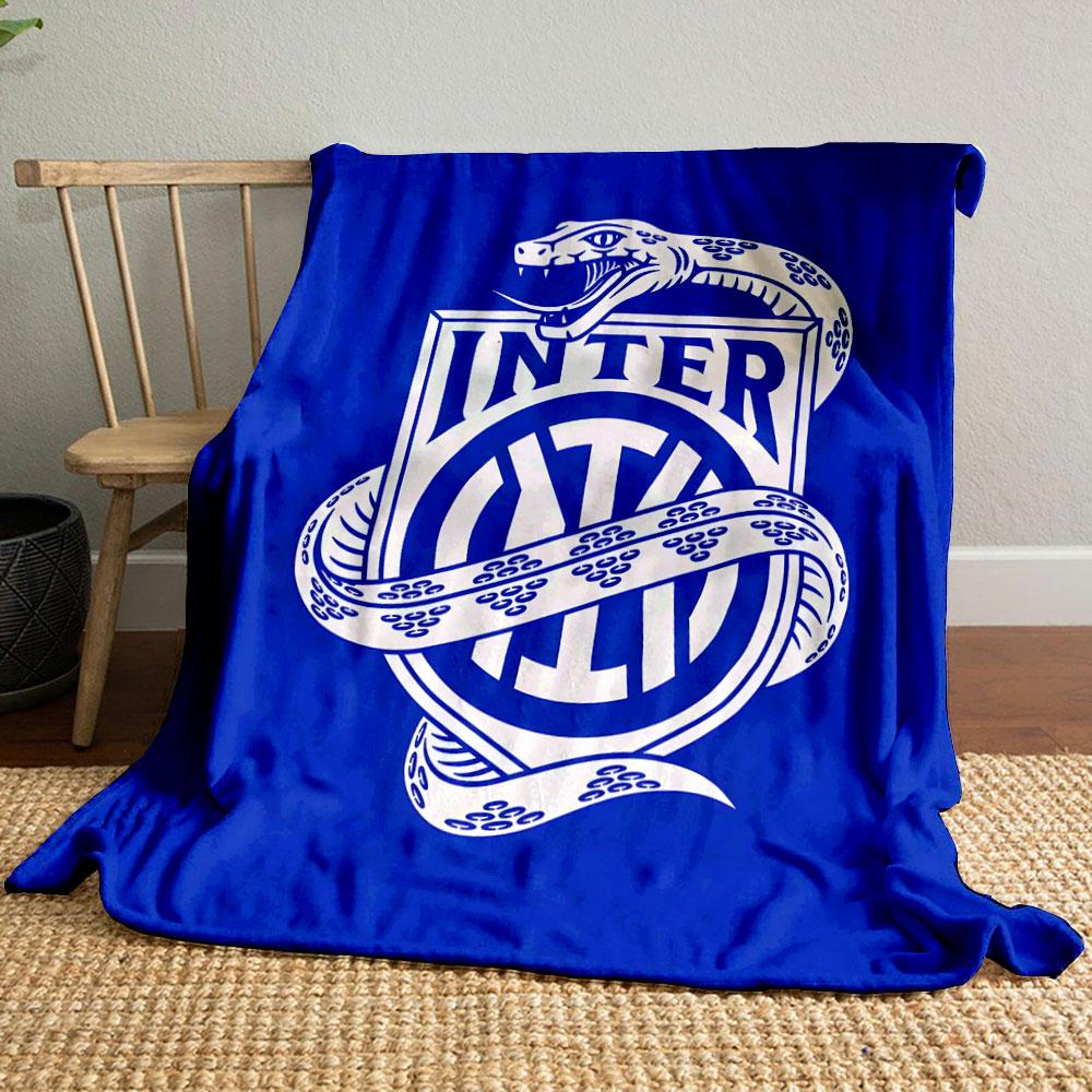 "Inter Logo with Snake Design" Patterned blanket, flannel, suitable for all seasons, home decor, warm and cozy