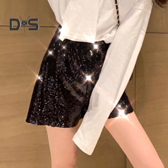 Pantalones cortos sexis con lentejuelas brillantes para mujer, pantalones cortos ajustados con cintura alta y cierre de aro en O, pantalones cortos para fiestas, clubes, festivales y bailes