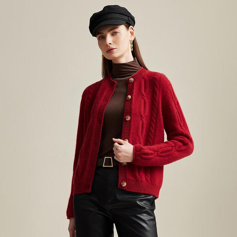 Women's Thick Cable Knit Cashmere Cardigan