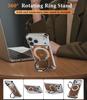 Oatsbasf Solid Wooden Phone Case for IPhone 17 16 Pro/Pro Max with Ring Stand 360° Rotation Magnetic Shockproof Protective Cover