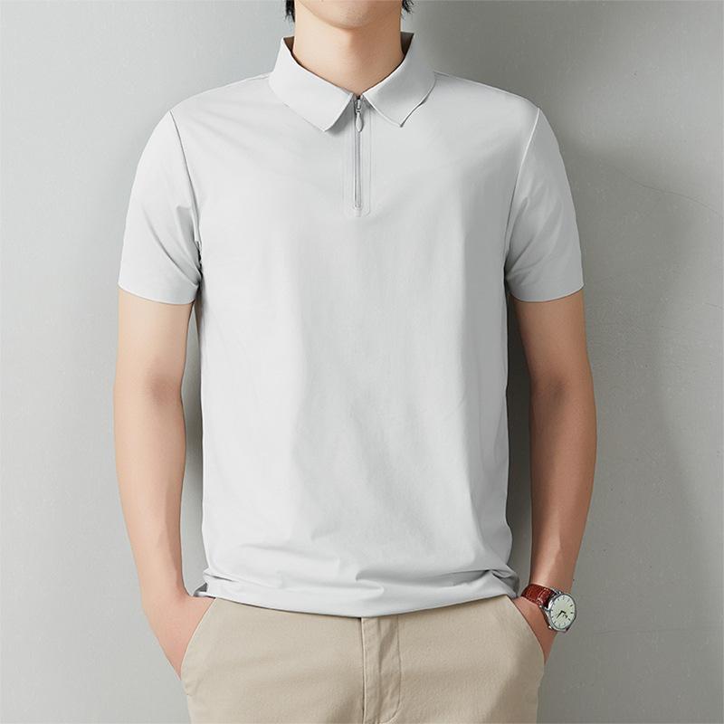 Men's classic summer casual versatile slim breathable simple solid color men's T-shirt polo shirt