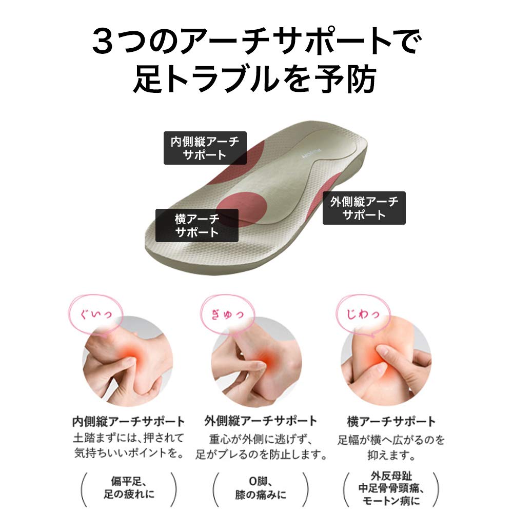 AKAISHI Arch Fitter Shiatsu 603 Size S Rose, (22.0-22.5cm)