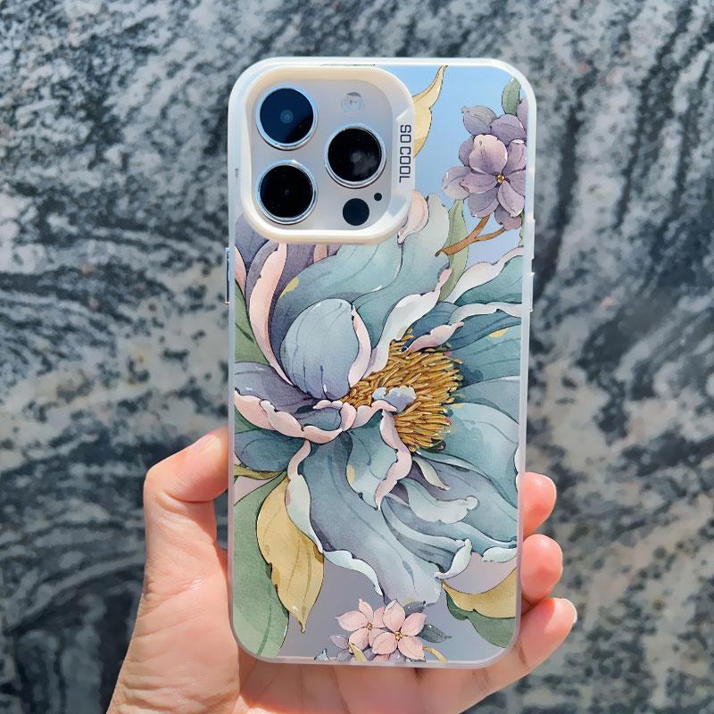 Vintage Elegant Pink Peony Flower Phone Case for Iphone 16 15 11 12 14 Pro Max 13 Mini Pro Max 15 14 Plus Shockproof Laser Cover