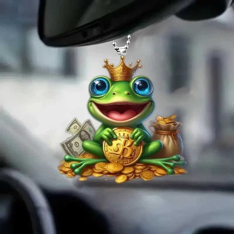 Eyecatching Cartoon Acrylic Frog Car Charm Excellent For Unique Accessories Vehicle