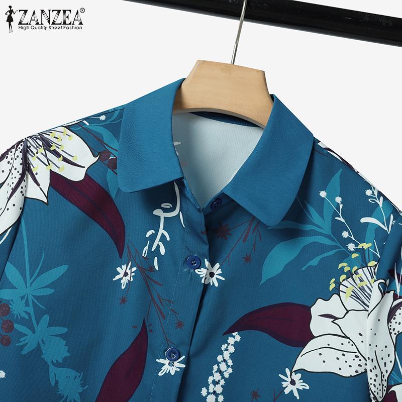 ZANZEA Women Short Sleeve Print Blouse and Shorts Summer Two Piece Suit Sets