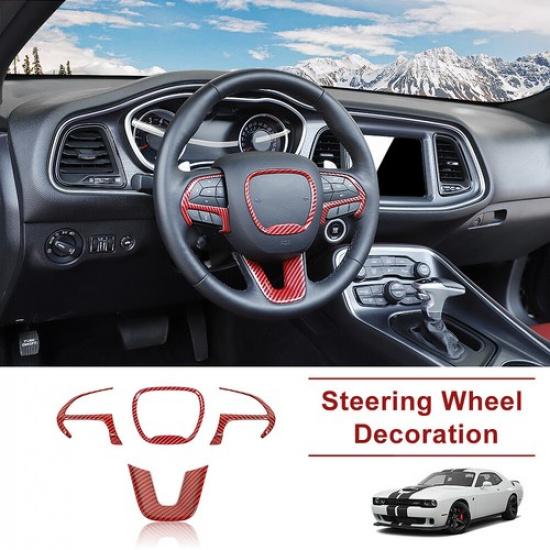Voodonala for Durango Steering Wheel Cover Bezel Trim Sticker 2014- Accesso