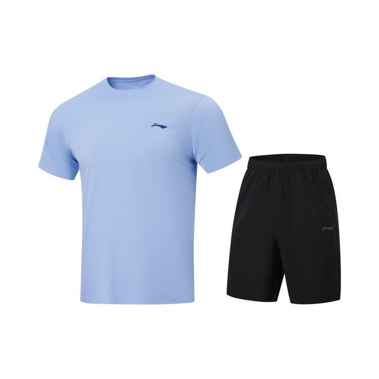 Li-Ning Quick-Dry Cool Round Neck Logo Letter Stitching Set Men activewear AWBW087-9 S