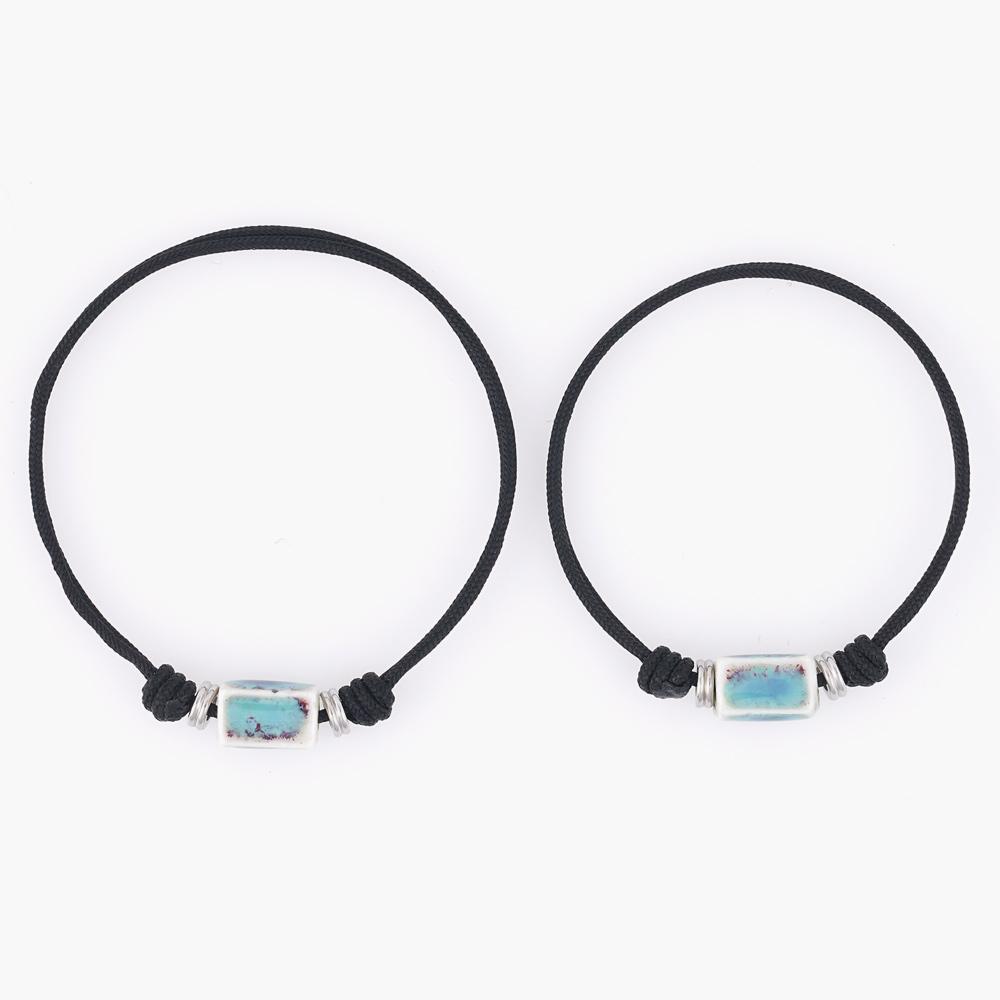 Jbans Classic Color Touch Ceramic Cube Pendant String Bracelet (C2501Ac1255_Bk)