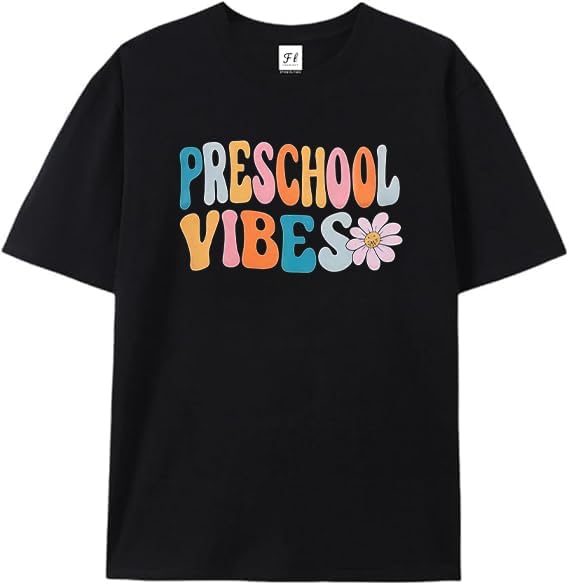 Preschool Vibes - Preschool Team Retro 1st Day of School T-Shirt Black S разноцветный