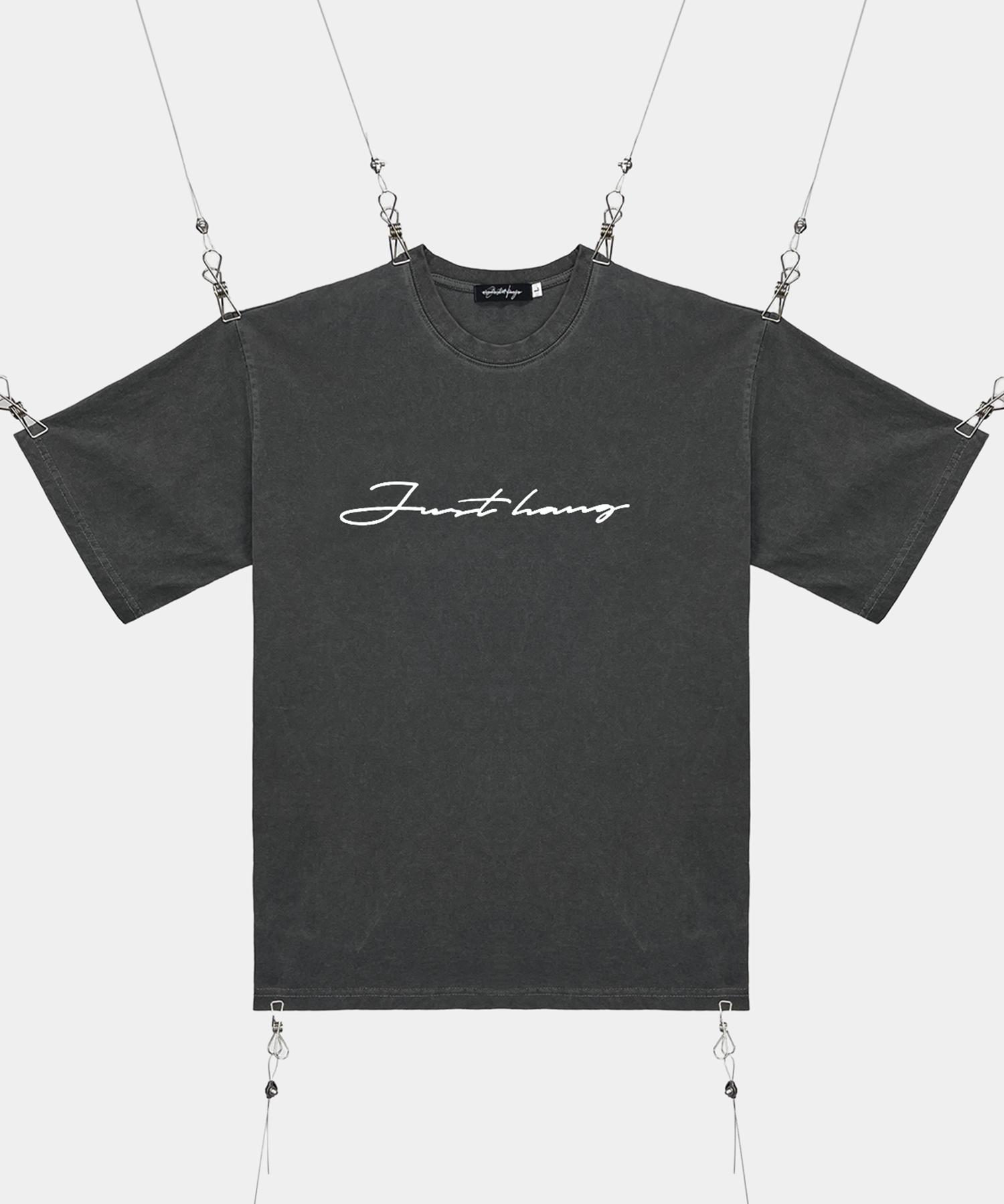 Just Haeng Pigment Lettering White Logo Oversized Short Sleeve T-Shirt 2Xl