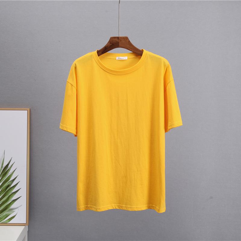 Hirsionsan Basic Cotton T Shirt Women Summer New Loose Solid Tees 19 Colors Casual Loose T Shirt Female Oversized O Neck Female Tops
