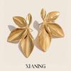Xia Ling High-End Stainless Steel Leaf Stud Earrings for Women