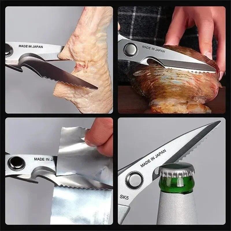Upgrade Multi-purpose Kitchen Scissors Powerful Chicken Bone Scissors Large Household Food Scissors Stainless Kitchen Knife