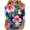 Modisches, lässiges Oberteil mit Dreiviertelärmeln und Blumendruck für Damen
