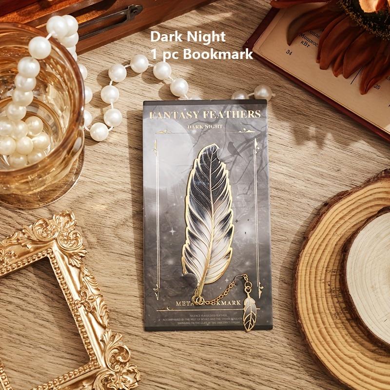 Vintage Feather Bronze Metal Bookmark with Chain Pendant - Perfect for Book Lovers and Writers