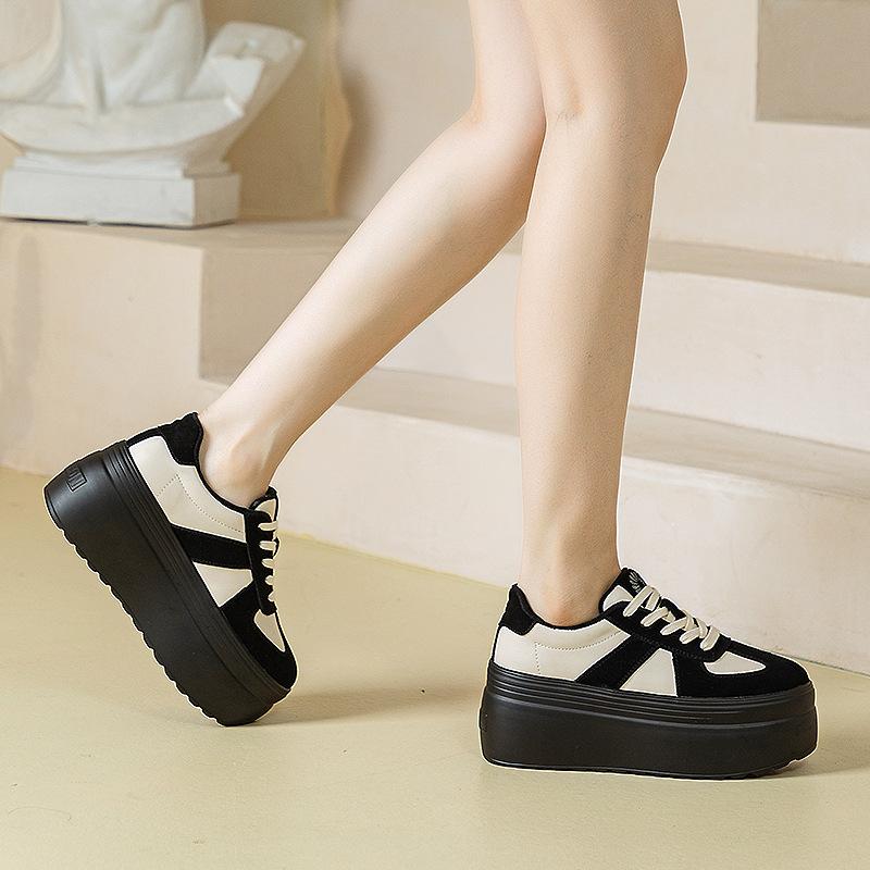 Platform Women's Shoes Spring and Autumn 2025 New Casual Muffin Shoes Heightening Color Matching German Training Shoes Fashion White Shoes Women's T