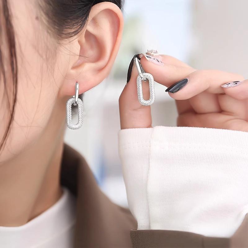 

Hip Hop Rock 925 Sterling Silver Ear Buckle Smooth Zircon Full Diamonds Gemstones Hoop Earrings For Women Fine Jewelry Wholesale