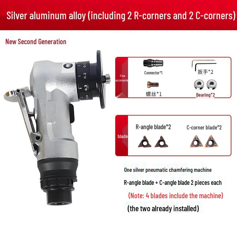 Handheld Mini Pneumatic Chamfering Machine: 45° C/R-Angle Deburring Tool for Woodworking and Metal