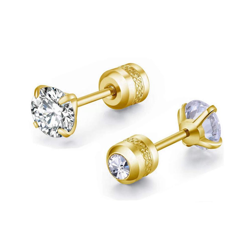 1 Piece Medical Stainless Steel Crystal Zircon Ear Studs Earrings Tragus Cartilage Hypoallergenic Screws Piercing Zircon