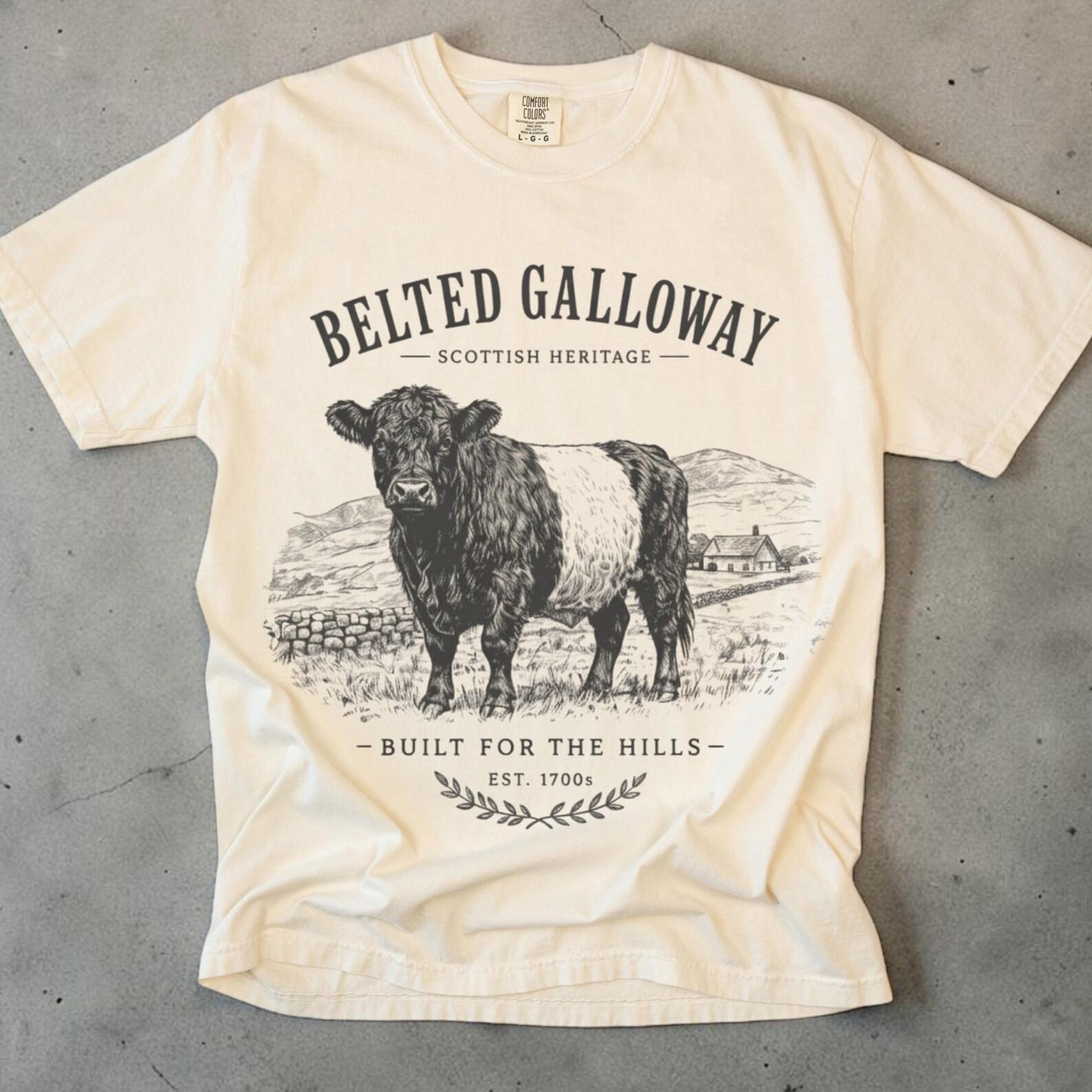 Belted Galloway Shirt, Scottish Cow Graphic Tee, Farm Animal Shirt, Cow Lover Gift, Vintage Cattle Tee, Comfort Colors, Livestock Show Tee 4XL