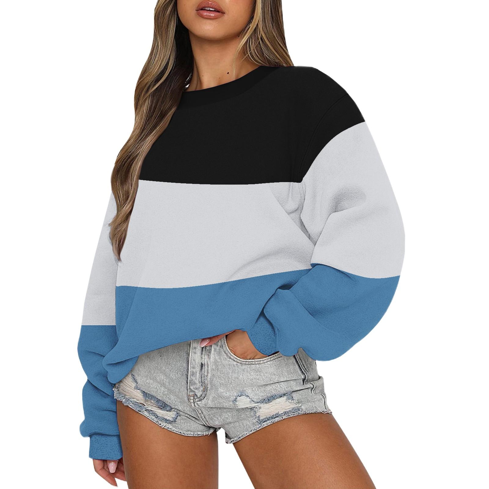 

Жіночий осінньо-зимовий топ з довгим рукавом, повсякденний світшот із круглим вирізом, вільний крій, флісові топи M