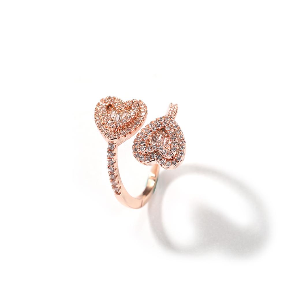 UWIN Twist Heart Ring Resizable Heart Shape Square CZ Fashion Trendy Rings Bling Bling 18K Gold Finished Women Jewelry Resizable