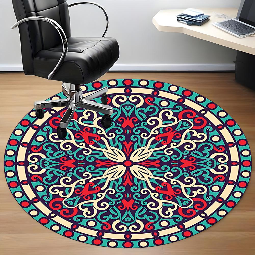 1pc Mandala Pattern Chair Carpet for Office, Soft, Non-Slip Polyester Mat, Office, Living Room, Bedroom, Durable Polyester yy251207109