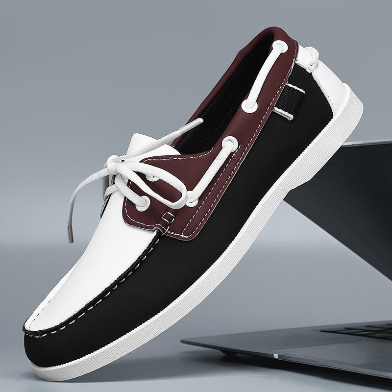 Fashion Lace-Up Fashion Men Loafers Slip on Flats Male Classic Boat Shoes Leather Hot Sale Men's Leisure Walk Men Wedding Dress Shoes