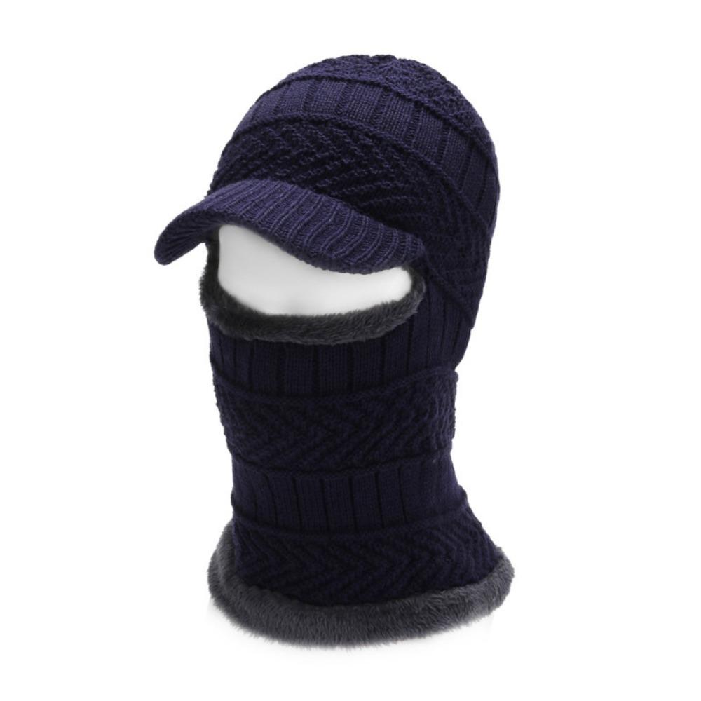 New Woolen Yarn Skullies Beanies Hats Windproof With Brim Winter Beanies Warm Ring Scarf Thickening Ski Mask Caps Outdoor