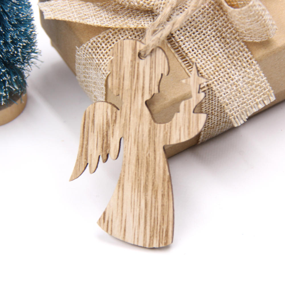 10PCS DIY Christmas Snowflakes&Deer&Tree Wooden Pendants Ornaments  Christmas Party Decorations Xmas Tree Ornaments Kids Gifts