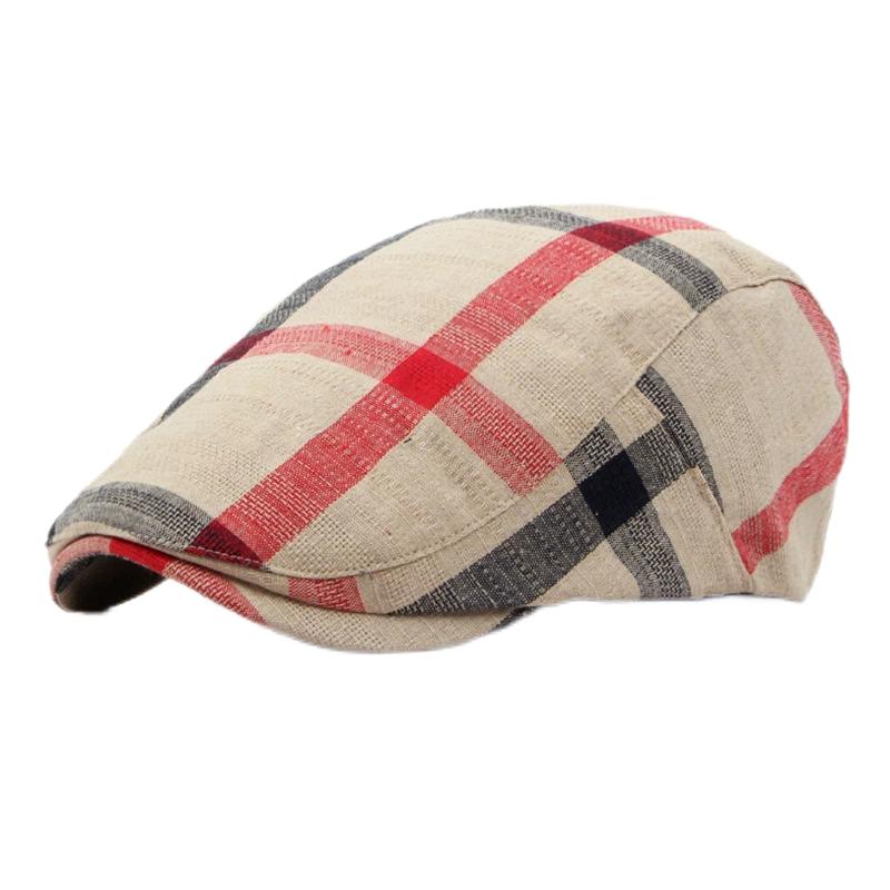 Frühling Sommer Dopamin Karomuster Baskenmütze Entenschnabel Vorwärtskappe Britischer Stil Schirmmütze Sommerhüte für Damen Herren Sonnenhüte Papa Hut Geschenk